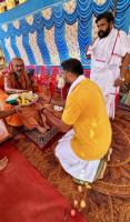 Shilanyas of new shops building (Shirali) at the Divine Hands of H H Swamiji (9 April 2024)